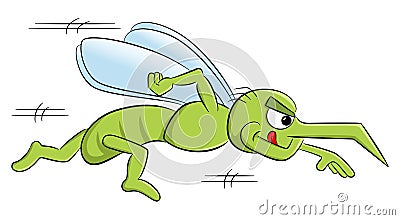 Bloodthirsty cartoon mosquito Vector Illustration