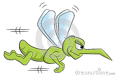 Bloodthirsty cartoon mosquito Vector Illustration