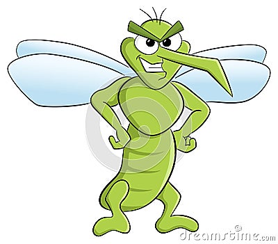 Bloodthirsty cartoon mosquito Vector Illustration