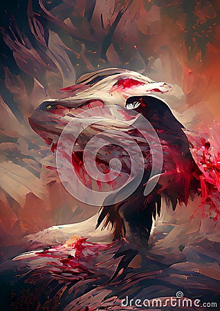 A bloodthirsty raptor - digitally painted a prehistoric animal artwork Stock Photo