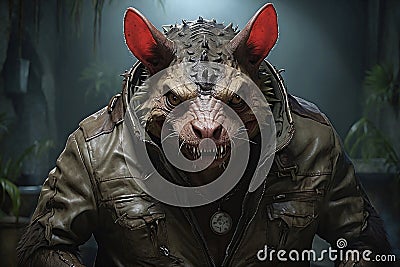 Bloodthirsty rogue in RPGs Shadowy antagonist portrayal RPG villain costume ideas Stock Photo
