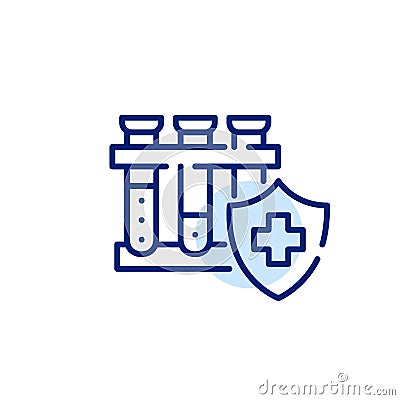 Bloodwork lab patient testing covered by medical insurance. Pixel perfect, editable stroke line icon Vector Illustration