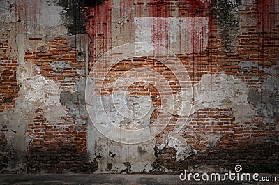 Bloody background scary old brick wall, concept of horror Stock Photo