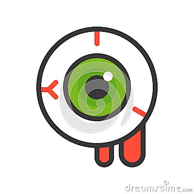 Bloody eyeball, halloween vector icon editable stroke Vector Illustration