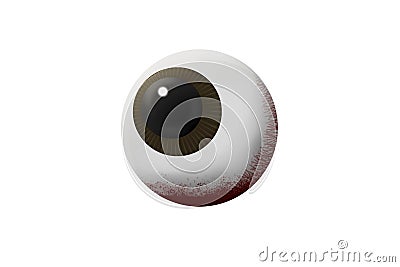 Bloody eyeball on the white background and paths selection. Stock Photo