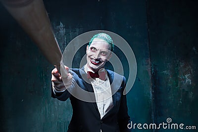 Bloody Halloween theme: crazy joker face Stock Photo