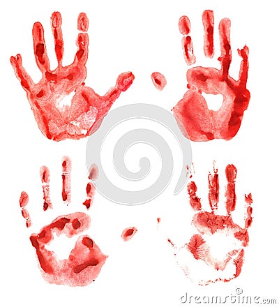 Bloody hand prints Stock Photo