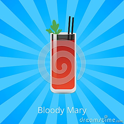 Bloody Mary Cocktail Containing Vodka Tomato Juice Vector Illustration