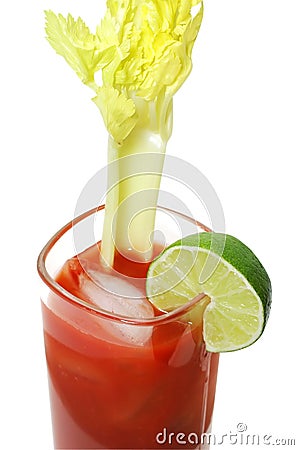 Bloody Mary with Lime Isolated Stock Photo