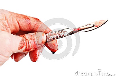 Bloody scalpel Stock Photo