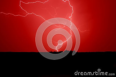 Bloody Sky Lightning Stock Photo