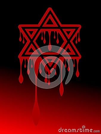 Bloody Star Of King David On Red And Black Background Stock