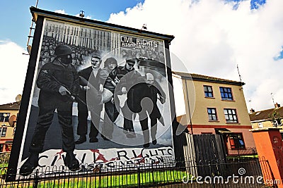 Bloody Sunday wall-paintings in Londonderry Editorial Stock Photo