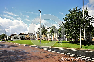 Bloody Sunday wall-paintings road in Londonderry Editorial Stock Photo