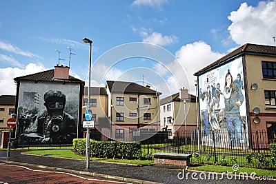 Bloody Sunday wall-paintings road in Londonderry Editorial Stock Photo