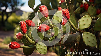 blooming cactus plant. Neural network AI generated Stock Photo