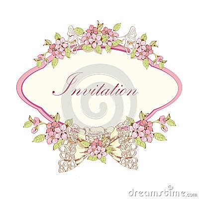 Blooming cherry invitation Vector Illustration