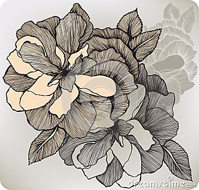 Blooming decorative rose, hand-drawing. Vector illustration. Vector Illustration