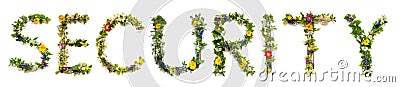 Blooming Flower Letters Building English Word Security Stock Photo
