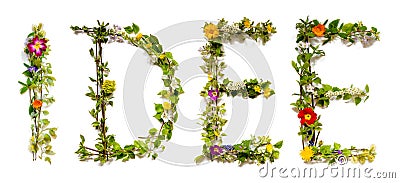 Blooming Flower Letters Building German Word Idee Means Idea Stock Photo