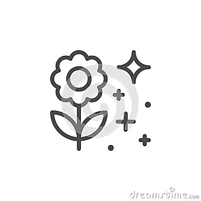 Blooming flower line outline icon Vector Illustration