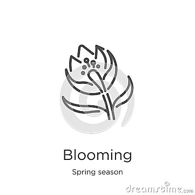 blooming icon vector from spring season collection. Thin line blooming outline icon vector illustration. Outline, thin line Vector Illustration