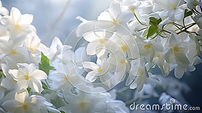 blooming jasmine white flowers Cartoon Illustration