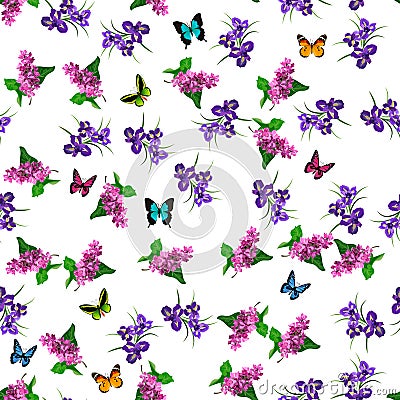 Blooming lilac flower Vector Illustration