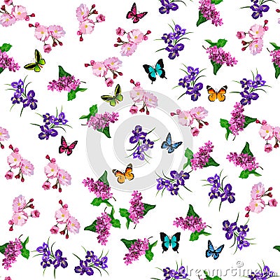 Blooming lilac flower Vector Illustration