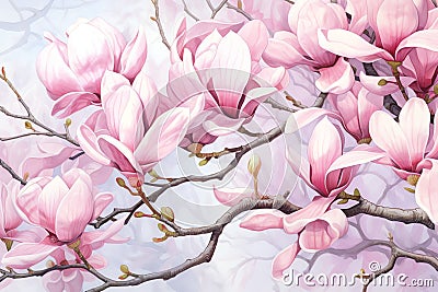 Blooming Magnolia Tree Valentine Day background Stock Photo