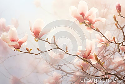 Blooming Magnolia Tree Valentine Day background Stock Photo