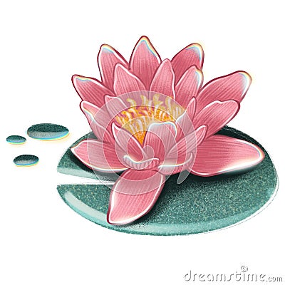 Blooming spring floral card. Lotus flowers. Meditation time. Yoga Stock Photo