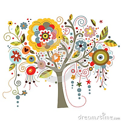 Blooming Tree Vector Illustration