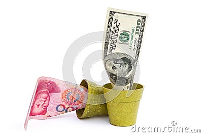 Blooming USD and fade RMB Stock Photo