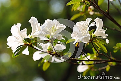 Blooming white Azalea Rhododendron Stock Photo