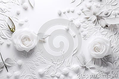 white floral flower spring nature leaf blossom beautiful wedding celebration background. Generative AI. Stock Photo