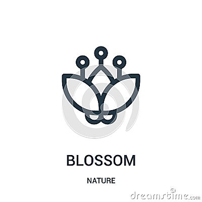 blossom icon vector from nature collection. Thin line blossom outline icon vector illustration. Linear symbol for use on web and Vector Illustration