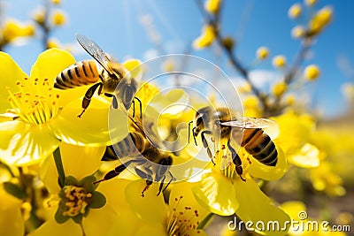 Blossom orange flower nectar pollination honey garden beauty closeup bee nature insect pollen Stock Photo