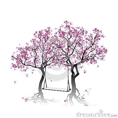 Blossoming trees. Vector Illustration