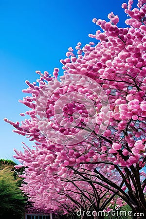 Blossoms The tree is adorned with a profusion of abstra Stock Photo