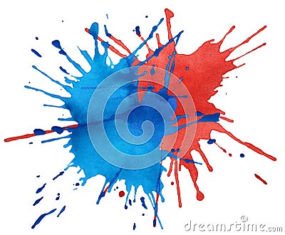 Blot of blue and red watercolor Stock Photo