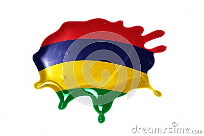 Blot with national flag of mauritius Editorial Stock Photo
