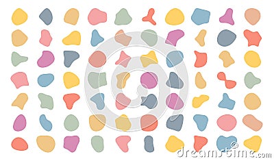 Blotch shapes. Organic blob, irregular abstract liquid color silhouettes. Random fluid bubble, smooth splodge, pebble Vector Illustration