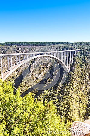 Bloukrans bunjee jumping bridge is an arch bridge located near N Stock Photo