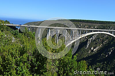 Bloukrans bunjee jumping bridge is an arch bridge located near Nature`s Valley and Knysna in Garden route in western cape South Stock Photo