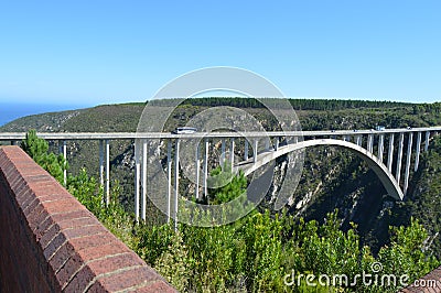 Bloukrans bunjee jumping bridge is an arch bridge located near Nature`s Valley and Knysna in Garden route in western cape South Stock Photo