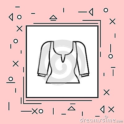 Blouse Icon Thin Line In Pink Frame Vector Illustration