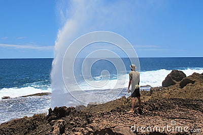 Blow holes at Gnaraloo Station, Western Australia Stock Photo