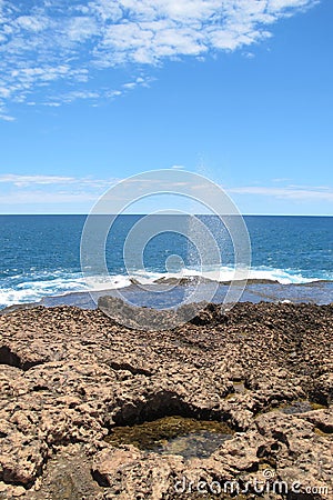 Blow holes at Gnaraloo Station, Western Australia Stock Photo