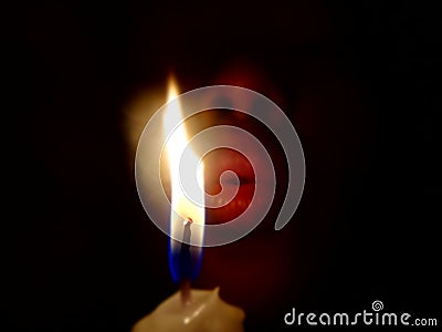 Blowing candles in the dark room that Blackout day or birthday. Stock Photo